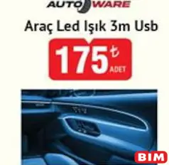 AUTOWARE ARAÇ LED IŞIK 3 M USB